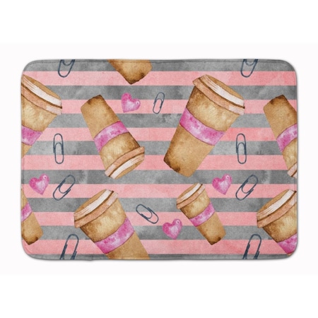 Carolines Treasures Watercolor Coffee and Paper Clips Machine Washable Memory Foam Mat BB7538RUG